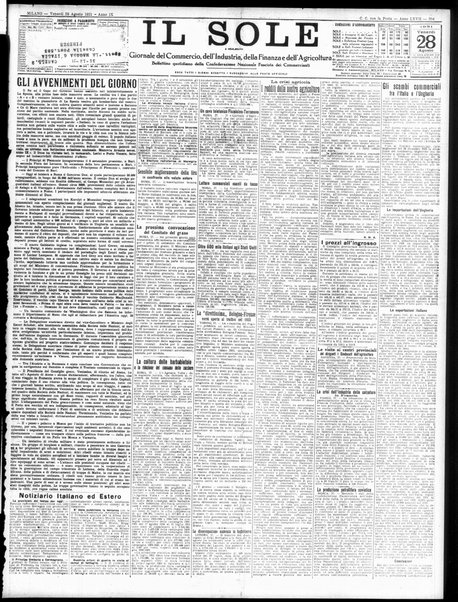 Il sole : giornale commerciale, agricolo, industriale... : organo ufficiale della Camera di commercio e industria di Milano ...