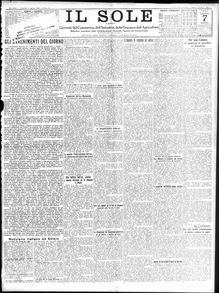 Il sole : giornale commerciale, agricolo, industriale... : organo ufficiale della Camera di commercio e industria di Milano ...