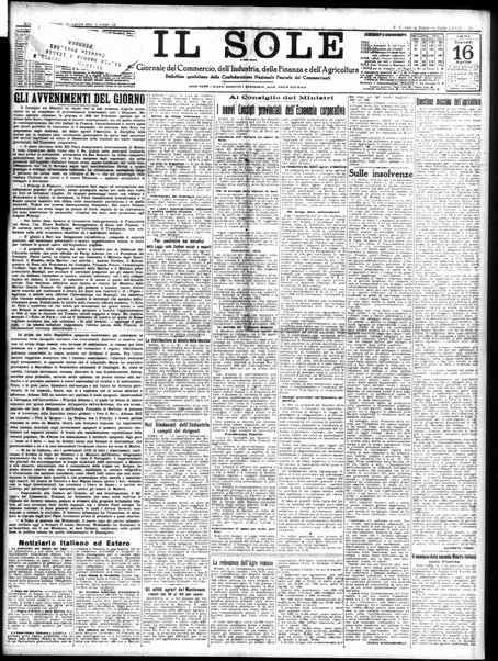 Il sole : giornale commerciale, agricolo, industriale... : organo ufficiale della Camera di commercio e industria di Milano ...