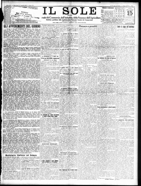 Il sole : giornale commerciale, agricolo, industriale... : organo ufficiale della Camera di commercio e industria di Milano ...