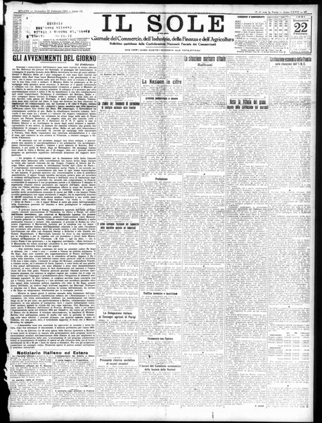 Il sole : giornale commerciale, agricolo, industriale... : organo ufficiale della Camera di commercio e industria di Milano ...