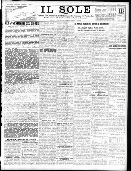 Il sole : giornale commerciale, agricolo, industriale... : organo ufficiale della Camera di commercio e industria di Milano ...