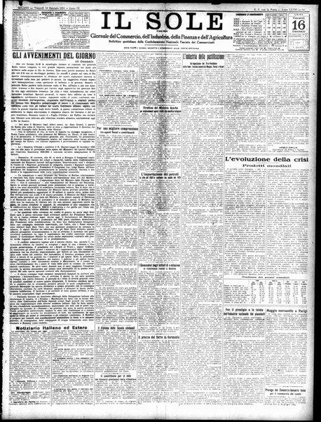 Il sole : giornale commerciale, agricolo, industriale... : organo ufficiale della Camera di commercio e industria di Milano ...