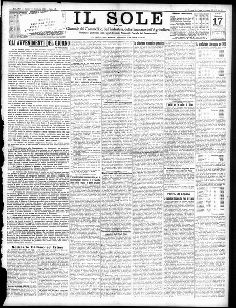 Il sole : giornale commerciale, agricolo, industriale... : organo ufficiale della Camera di commercio e industria di Milano ...