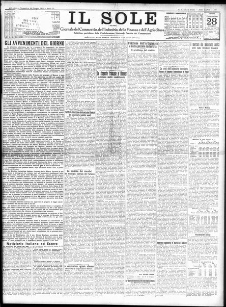 Il sole : giornale commerciale, agricolo, industriale... : organo ufficiale della Camera di commercio e industria di Milano ...