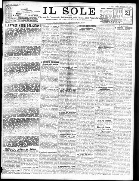 Il sole : giornale commerciale, agricolo, industriale... : organo ufficiale della Camera di commercio e industria di Milano ...
