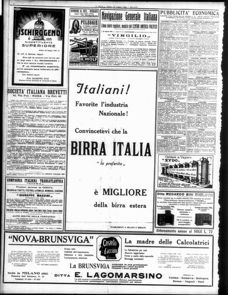 Il sole : giornale commerciale, agricolo, industriale... : organo ufficiale della Camera di commercio e industria di Milano ...