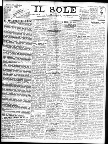 Il sole : giornale commerciale, agricolo, industriale... : organo ufficiale della Camera di commercio e industria di Milano ...