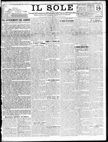 Il sole : giornale commerciale, agricolo, industriale... : organo ufficiale della Camera di commercio e industria di Milano ...