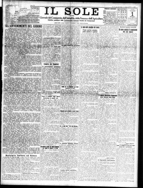 Il sole : giornale commerciale, agricolo, industriale... : organo ufficiale della Camera di commercio e industria di Milano ...