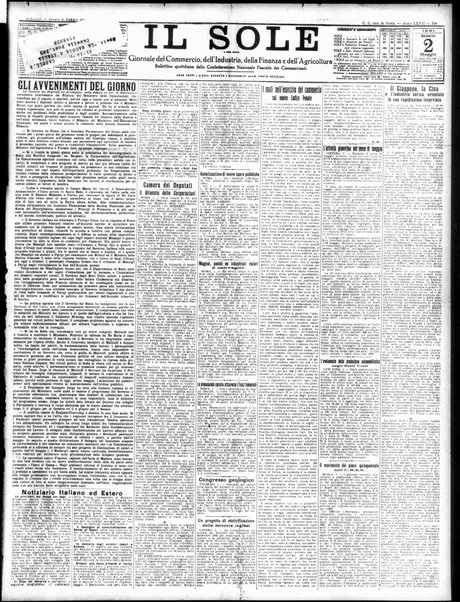 Il sole : giornale commerciale, agricolo, industriale... : organo ufficiale della Camera di commercio e industria di Milano ...