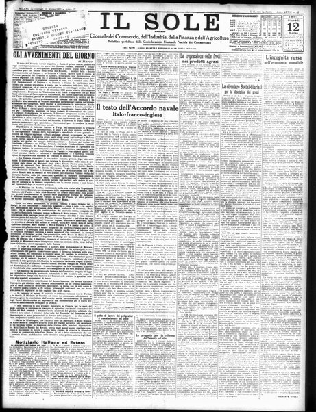 Il sole : giornale commerciale, agricolo, industriale... : organo ufficiale della Camera di commercio e industria di Milano ...