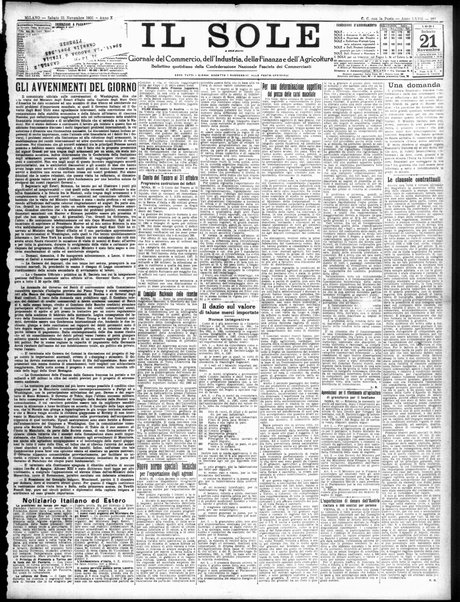 Il sole : giornale commerciale, agricolo, industriale... : organo ufficiale della Camera di commercio e industria di Milano ...