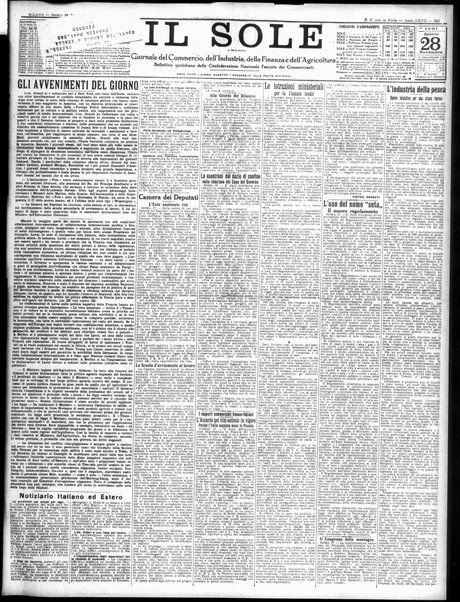 Il sole : giornale commerciale, agricolo, industriale... : organo ufficiale della Camera di commercio e industria di Milano ...