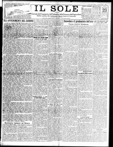 Il sole : giornale commerciale, agricolo, industriale... : organo ufficiale della Camera di commercio e industria di Milano ...