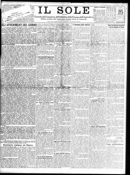 Il sole : giornale commerciale, agricolo, industriale... : organo ufficiale della Camera di commercio e industria di Milano ...