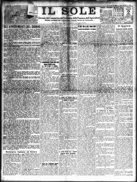 Il sole : giornale commerciale, agricolo, industriale... : organo ufficiale della Camera di commercio e industria di Milano ...