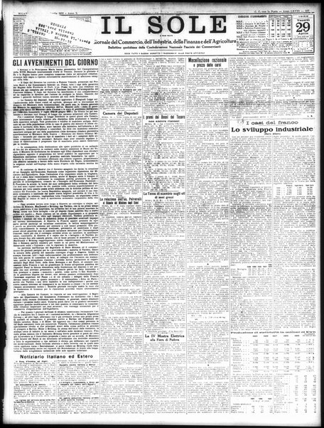 Il sole : giornale commerciale, agricolo, industriale... : organo ufficiale della Camera di commercio e industria di Milano ...