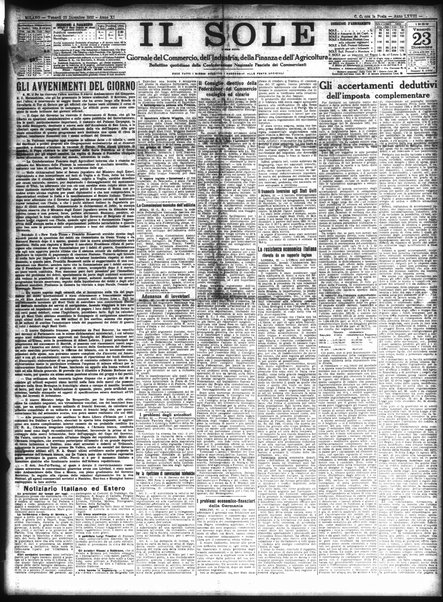 Il sole : giornale commerciale, agricolo, industriale... : organo ufficiale della Camera di commercio e industria di Milano ...