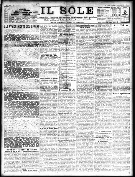 Il sole : giornale commerciale, agricolo, industriale... : organo ufficiale della Camera di commercio e industria di Milano ...