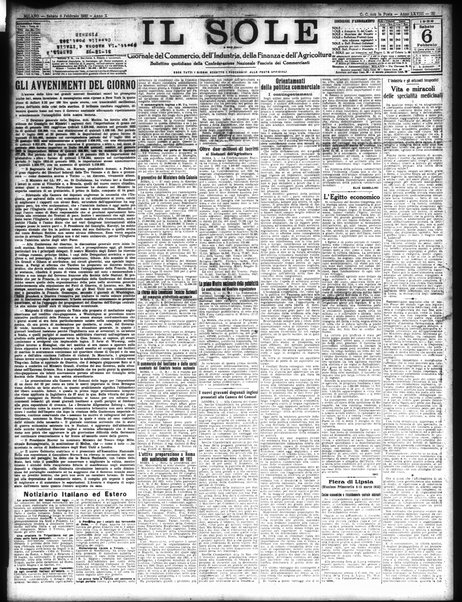 Il sole : giornale commerciale, agricolo, industriale... : organo ufficiale della Camera di commercio e industria di Milano ...