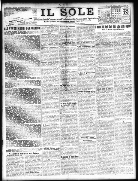 Il sole : giornale commerciale, agricolo, industriale... : organo ufficiale della Camera di commercio e industria di Milano ...