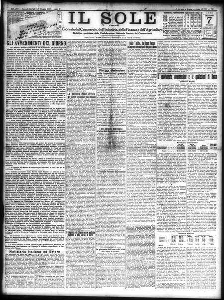 Il sole : giornale commerciale, agricolo, industriale... : organo ufficiale della Camera di commercio e industria di Milano ...