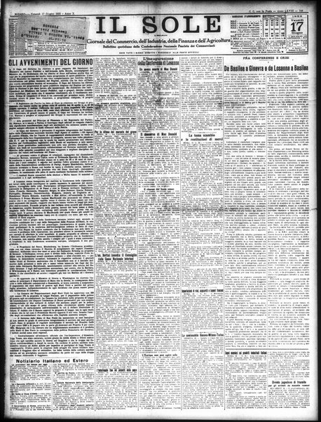 Il sole : giornale commerciale, agricolo, industriale... : organo ufficiale della Camera di commercio e industria di Milano ...