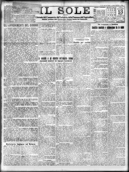 Il sole : giornale commerciale, agricolo, industriale... : organo ufficiale della Camera di commercio e industria di Milano ...