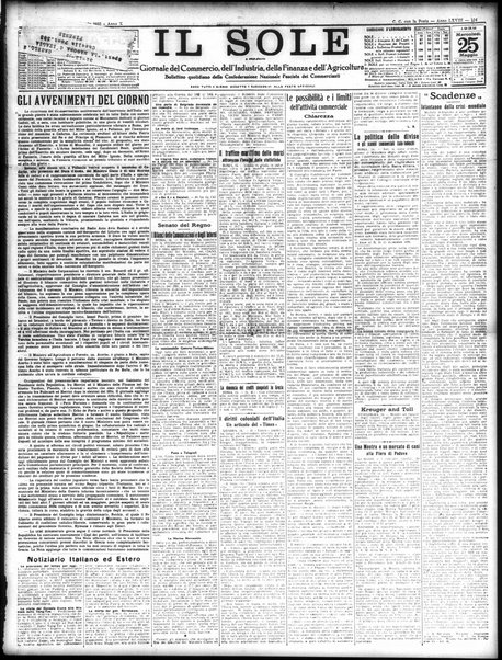 Il sole : giornale commerciale, agricolo, industriale... : organo ufficiale della Camera di commercio e industria di Milano ...