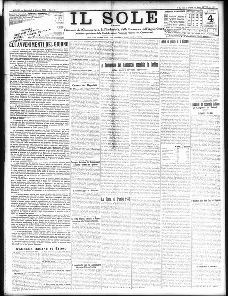 Il sole : giornale commerciale, agricolo, industriale... : organo ufficiale della Camera di commercio e industria di Milano ...