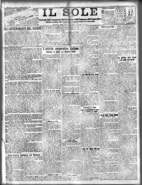 Il sole : giornale commerciale, agricolo, industriale... : organo ufficiale della Camera di commercio e industria di Milano ...