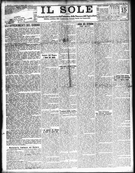 Il sole : giornale commerciale, agricolo, industriale... : organo ufficiale della Camera di commercio e industria di Milano ...
