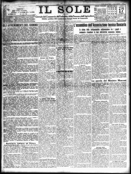 Il sole : giornale commerciale, agricolo, industriale... : organo ufficiale della Camera di commercio e industria di Milano ...