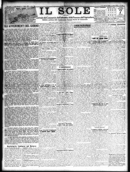 Il sole : giornale commerciale, agricolo, industriale... : organo ufficiale della Camera di commercio e industria di Milano ...