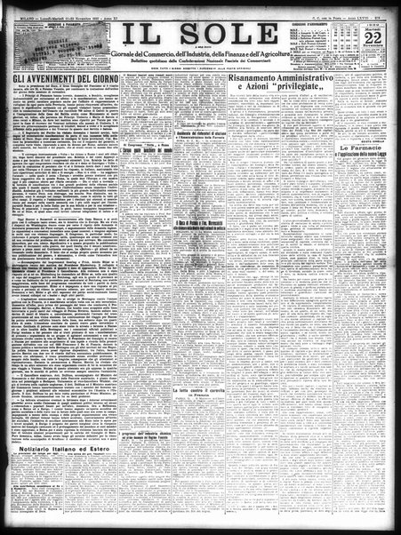 Il sole : giornale commerciale, agricolo, industriale... : organo ufficiale della Camera di commercio e industria di Milano ...