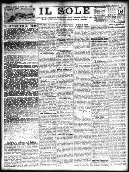 Il sole : giornale commerciale, agricolo, industriale... : organo ufficiale della Camera di commercio e industria di Milano ...
