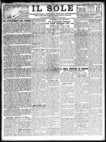 Il sole : giornale commerciale, agricolo, industriale... : organo ufficiale della Camera di commercio e industria di Milano ...