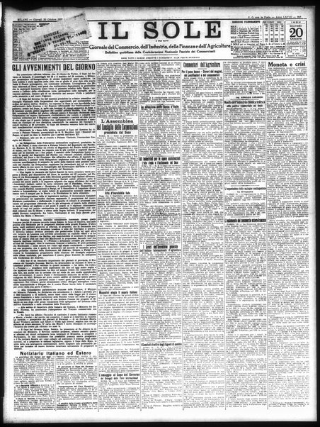 Il sole : giornale commerciale, agricolo, industriale... : organo ufficiale della Camera di commercio e industria di Milano ...
