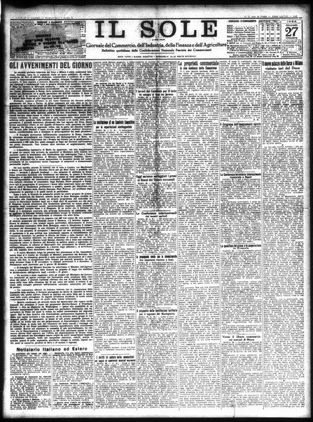 Il sole : giornale commerciale, agricolo, industriale... : organo ufficiale della Camera di commercio e industria di Milano ...