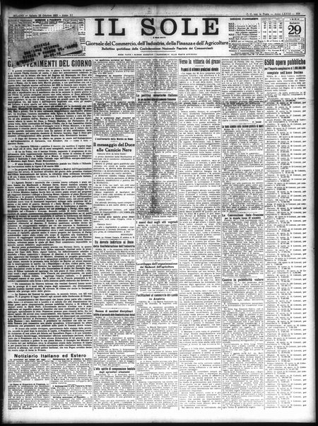 Il sole : giornale commerciale, agricolo, industriale... : organo ufficiale della Camera di commercio e industria di Milano ...