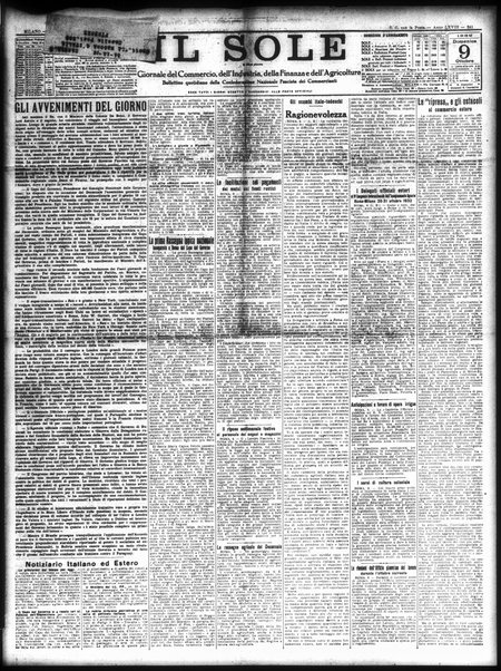 Il sole : giornale commerciale, agricolo, industriale... : organo ufficiale della Camera di commercio e industria di Milano ...