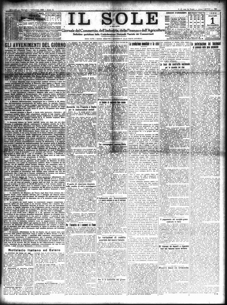 Il sole : giornale commerciale, agricolo, industriale... : organo ufficiale della Camera di commercio e industria di Milano ...
