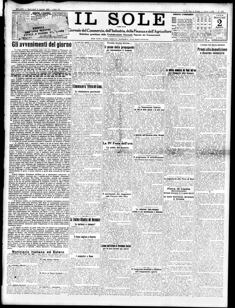 Il sole : giornale commerciale, agricolo, industriale... : organo ufficiale della Camera di commercio e industria di Milano ...