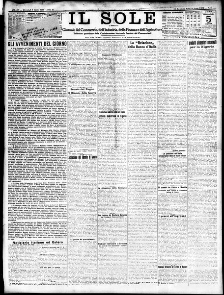 Il sole : giornale commerciale, agricolo, industriale... : organo ufficiale della Camera di commercio e industria di Milano ...