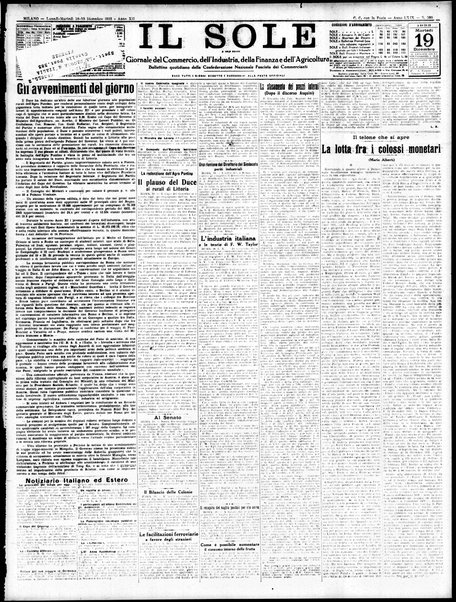 Il sole : giornale commerciale, agricolo, industriale... : organo ufficiale della Camera di commercio e industria di Milano ...
