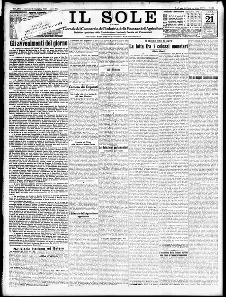 Il sole : giornale commerciale, agricolo, industriale... : organo ufficiale della Camera di commercio e industria di Milano ...