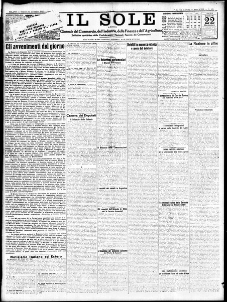 Il sole : giornale commerciale, agricolo, industriale... : organo ufficiale della Camera di commercio e industria di Milano ...