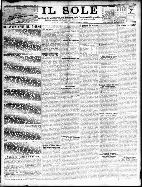 Il sole : giornale commerciale, agricolo, industriale... : organo ufficiale della Camera di commercio e industria di Milano ...