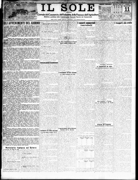 Il sole : giornale commerciale, agricolo, industriale... : organo ufficiale della Camera di commercio e industria di Milano ...